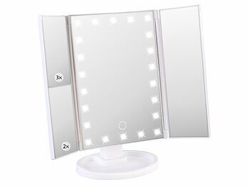 Sichler Beauty 2er-Set Falt-Schminkspiegel, LED-Beleuchtung, 3x/2x/1x-Vergrößerung