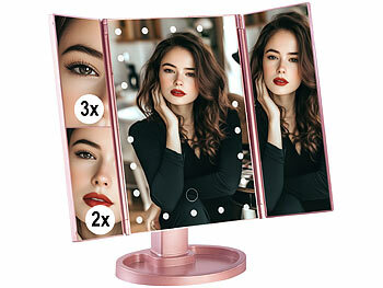 Sichler Beauty 2er-Set Falt-Schminkspiegel mit Beleuchtung, 3x/2x/1x-Vergrößerung