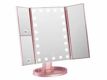 Sichler Beauty 2er-Set Falt-Schminkspiegel mit Beleuchtung, 3x/2x/1x-Vergrößerung