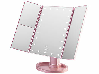 Sichler Beauty 2er-Set Falt-Schminkspiegel mit Beleuchtung, 3x/2x/1x-Vergrößerung