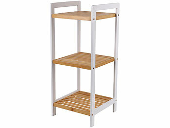 Regal Holz: Rosenstein & Söhne Bambus-Standregal mit 3 Ablagen, 30 x 70 x 30 cm, weiß/bambus
