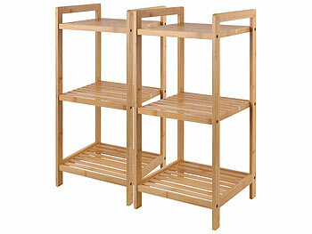 Regal Holz: Rosenstein & Söhne 2er-Set Bambus-Standregal mit 3 Ablagen, 30 x 30 x 70 cm, bambus