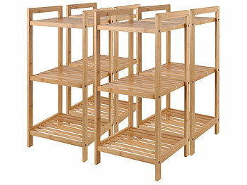 Wohnzimmer Regal Holz: Rosenstein & Söhne 4er-Set Bambus-Standregal mit 3 Ablagen, 30 x 30 x 70 cm, bambus