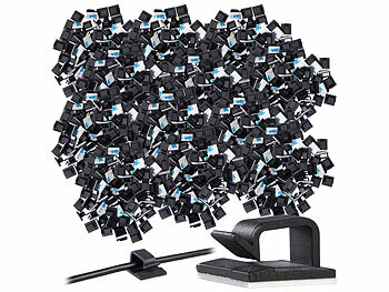 Kabelorganizer-Sets: General Office 400er-Set selbstklebende Kabelhalter, für innen und außen, schwarz
