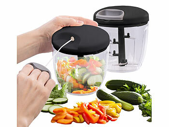 Universalzerkleinerer: Rosenstein & Söhne 2er-Set manuelle Zerkleinerer & Gemüseschneider, Zugkordel, 5 Klingen