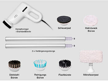 Sichler 3in1 Hand- & Boden Dampfreiniger, Motorbürste, 5 Aufsätze, 1.200 W