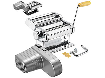 Handnudelmaschine: Rosenstein & Söhne Nudel-Maschine NM-100 mit Elektromotor, schmale & breite Bandnudeln