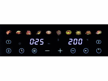 Rosenstein & Söhne Dual-Heißluftfritteuse, 2 Schubladen mit Sichtfenster, 10 Programme
