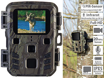 Wildtierkamera: VisorTech Full-HD-Wildkamera mit PIR-Sensor, Nachtsicht, 6 Monate Stand-by, IPX5