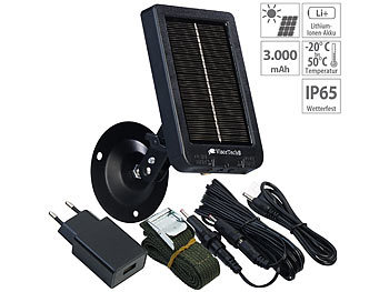 Wildkamera Solarpanel: VisorTech Mobiles Akku-Solarpanel für Wildkameras, 3.000 mAh, IP65