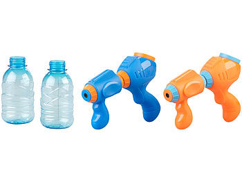 2er Set Wasserpistolen mit PET Flaschen Anschluss und 2 PET Flaschen