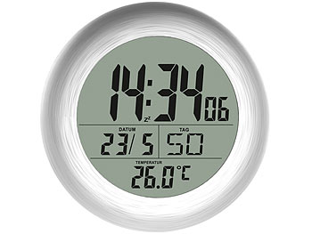 Badezimmer Funk-Wanduhr mit Thermometer Saugnäpfen