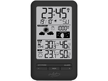 Funk Wetterstation mit Außensensor Hygrometer Thermometer Barometer Wecker Uhr 