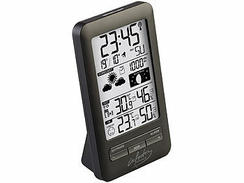Wetterstation mit Funkuhr, Wecker, Hygrometer, Barometer, Wetterprognose und Außensensor