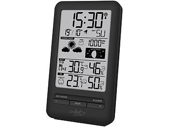 LCD Funkuhr Wetterstation mit Außensensor Wettervorhersage Thermometer Barometer 