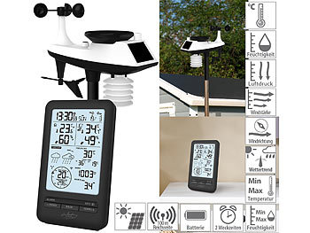Tisch-Wetterstation: infactory Funk-Wetterstation mit Profi-Außensensor, Wettervorschau & Hygrometer