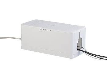 Kabelboxen: Callstel Kabel- & Steckdosen-Organizer, Kabelschlitze, Deckel, Belüftung, weiß