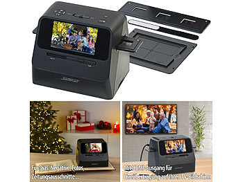 Fotoscanner: Somikon 3in1-Foto-, Dia- & Negativscanner mit 22 MP und HDMI-Ausgang, Akku