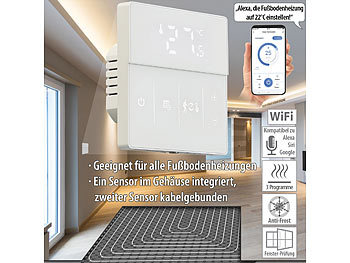 Thermostat Elesion: revolt WLAN-Fußbodenheizung-Thermostat mit App und Sprachsteuerung, weiß