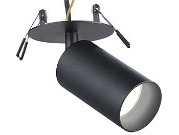 LED-Spot Fassung: Luminea Schwenkbarer Alu-Wand- & Deckenspot, GU10-Fassung, 1-flammig, schwarz
