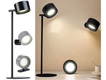 LED Schreibtischlampe: Lunartec 3in1-Akku-LED-Leuchte, 30 Std. Leuchtdauer, 243 lm, Aluminium, schwarz