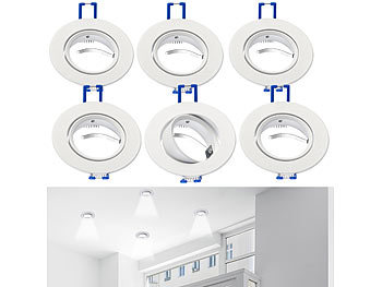 Einbau Lampenfassungen: Luminea 6er-Set Einbaustrahler-Rahmen, einstellbarer Abstrahlwinkel, weiß