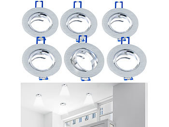 Einbau Lampenfassungen: Luminea 6er-Set Einbaustrahler-Rahmen, einstellbarer Abstrahlwinkel, Aluminium