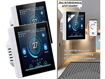 revolt Thermostat Heizung WLAN: 2er-Set WLAN-Thermostate für  Fußbodenheizungen, Touchdisplay (Raumthermostat 230V WLAN)