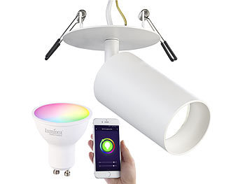 Luminea Lampe Spot: Alu-Wand- Schwenkbarer weiß, Deckenspot, & mit Leuchten) Spot (Esszimmer WLAN-LED