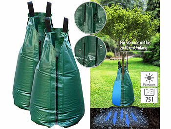 Bewässerungssack: Royal Gardineer 2er-Set XL-Baum-Bewässerungsbeutel, 75 l, UV-resistent, PVC
