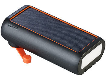 revolt Solar-Powerbank mit Kurbel & Extra-Solarpanel, 30.000 mAh, PD 20 Watt
