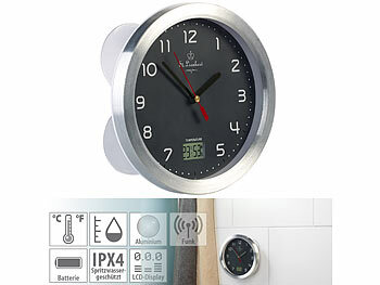 infactory Badezimmeruhr Digital: Digital-Badezimmer-Uhr, Thermo