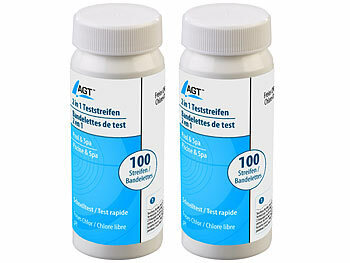 AGT 200er-Set 2in1-Wasser-Teststreifen für pH-Wert und freies Chlor / Brom