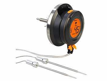 Rosenstein & Söhne Smartes Digital-Grill-Thermometer, Umrüstset, 2 Sensoren, BT, App