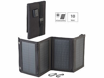 Solar faltbar: revolt Mobiles 10-Watt-Falt-Solarpanel mit USB-Ausgang, 5 V, 2 A, IP65