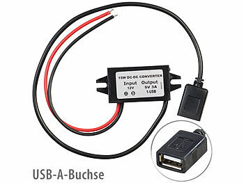 DC/DC-Spannungswandler 8 - 32 zu 5 V, 3 A, IP67, USB-A-Buchse