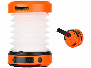 Semptec 2er-Set Dual-Teleskop-LED-Campinglampe mit Dynamo-Handkurbel, 65 Lumen