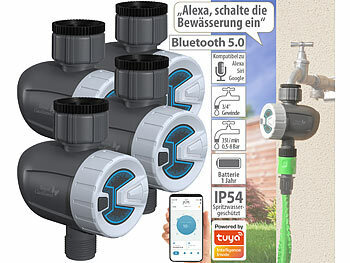 Magnetventil Bluetooth: Royal Gardineer 4er-Set smarte programmierbare Bewässerungscomputer mit BT & App