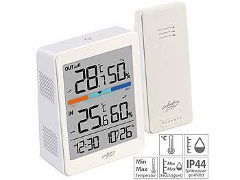 innen Außenthermometer: infactory Außen- und Innen-Thermometer und Hygrometer mit Funk-Außensensor, 60 m