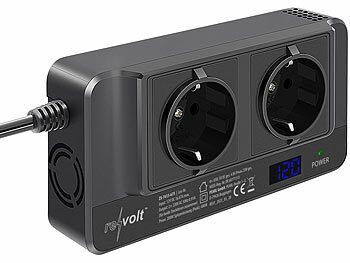 revolt 200W-Kfz-Wechselrichter Steckerleiste, 2x 230V, 4x USB, 400W Spitze