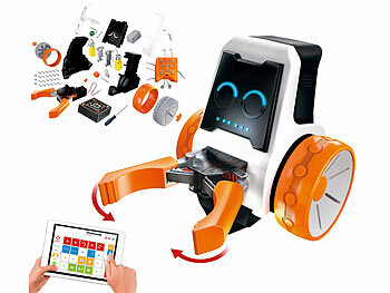 Roboterbausatz: Playtastic Spielzeug-Roboter-Bausatz mit Bluetooth und App für Programmierung