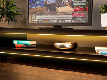 Lunartec 2er-Set Akku-LED-Streifen, 30 warmweiße LEDs, PIR, 180 lm, 100cm, IP65