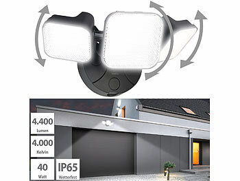Luminea High-Power-Außenwand-LED-Sicherheitsleuchte, 4.400 lm, Aluminium, IP65