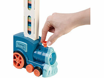 Playtastic Domino-Zug Spielzeug-Set mit 80 farbigen Domino-Steinen, Licht und Ton