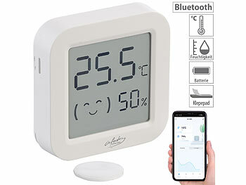 infactory 2er-Set Mini-Thermo-/Hygrometer, Komfort-Anzeige, LCD, Bluetooth, App