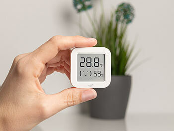 infactory 2er-Set Mini-Thermo-/Hygrometer, Komfort-Anzeige, LCD, Bluetooth, App