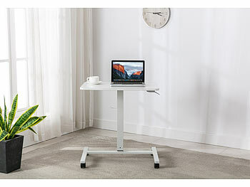 General Office Tisch: Hydraulisch höhenverstellbarer Lift-Schreibtisch mit  Rollen, weiß (Laptop-Schreibtisch)