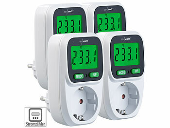 Energie-Zähler: revolt 4er-Set Digitaler Energiekostenmesser, LCD-Display, bis 3.680 W