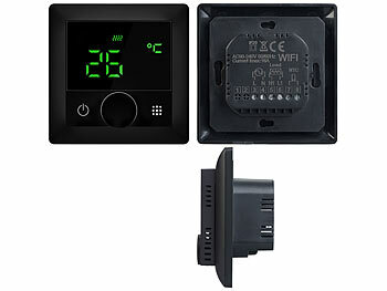 revolt WLAN-Fußbodenheizungs-Thermostat mit Sprachsteuerung und App, schwarz