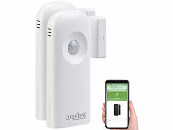 Luminea Home Control 2er-Set 2in1-WLAN-Tür-/Fenstersensoren und PIR-Sensoren, mit App